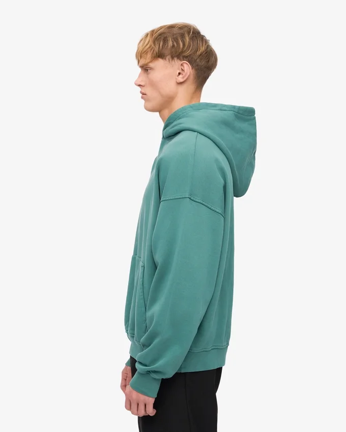 Übergroßer Bio-Kapuzenpullover – Kiefern-Grün