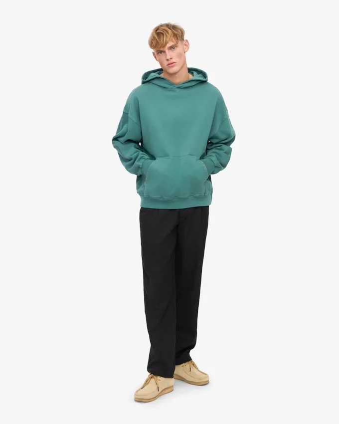 Übergroßer Bio-Kapuzenpullover – Kiefern-Grün