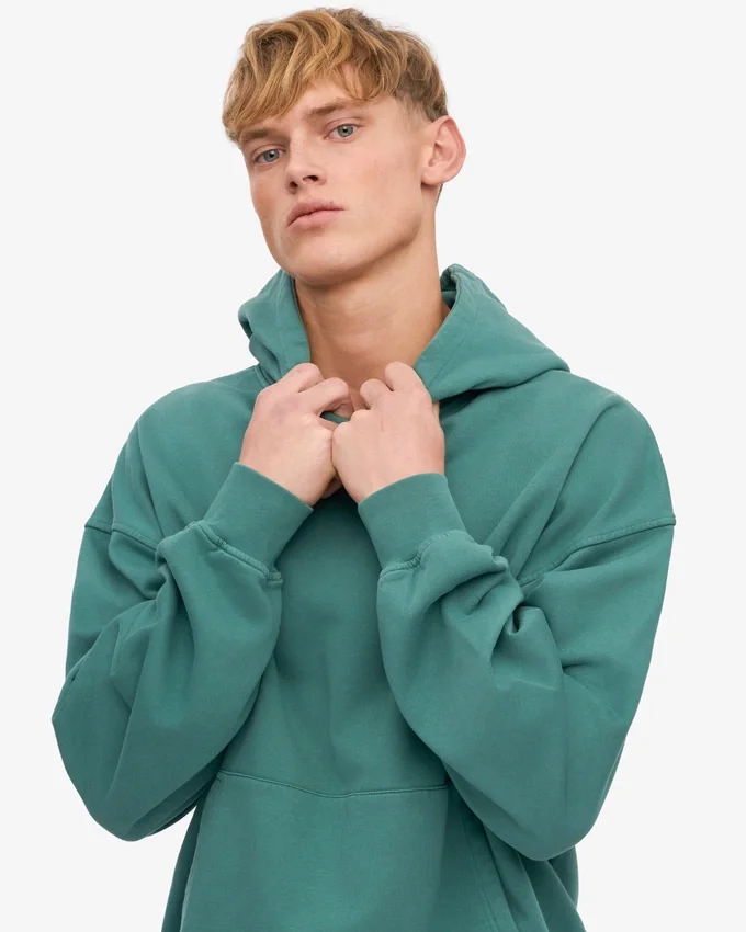 Übergroßer Bio-Kapuzenpullover – Kiefern-Grün