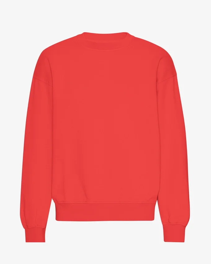 Übergroßer Bio-Pullover mit Rundhalsausschnitt – Red Tangerine