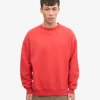 Übergroßer Bio-Pullover mit Rundhalsausschnitt – Red Tangerine