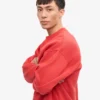 Übergroßer Bio-Pullover mit Rundhalsausschnitt – Red Tangerine