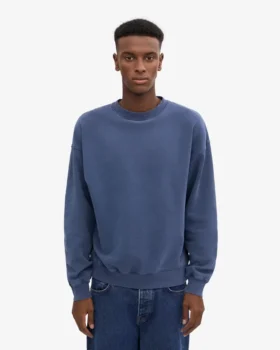 Übergroßer Bio-Pullover – Neptunblau