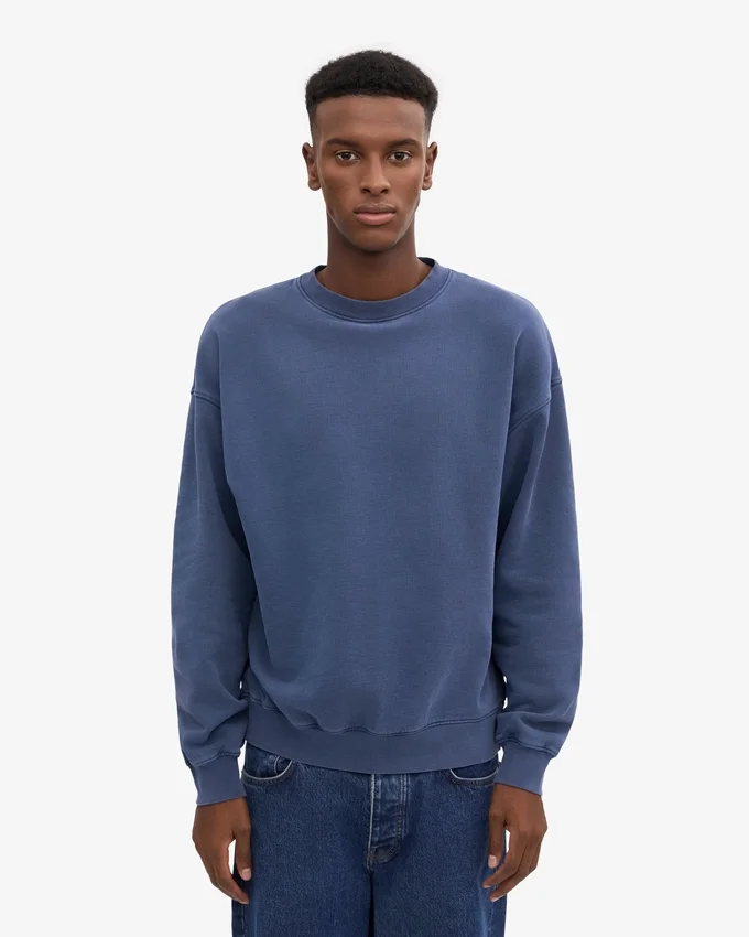Übergroßer Bio-Pullover – Neptunblau