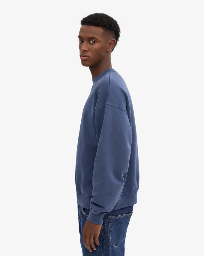 Übergroßer Bio-Pullover – Neptunblau