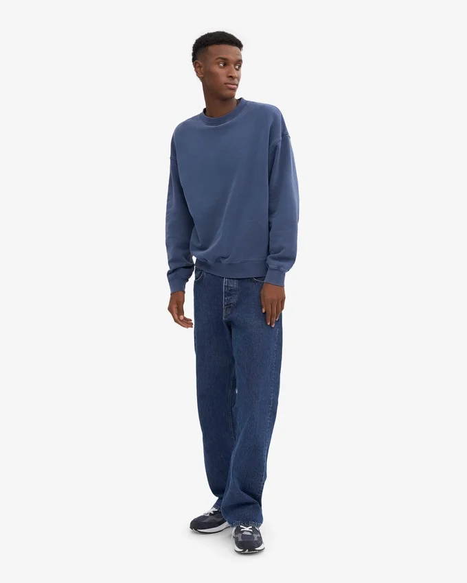 Übergroßer Bio-Pullover – Neptunblau