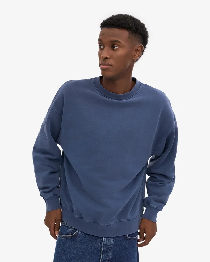 Übergroßer Bio-Pullover – Neptunblau