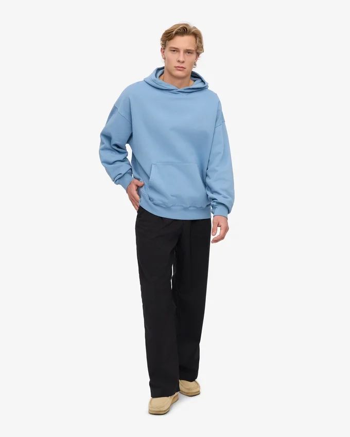 Übergroßer Kapuzenpullover aus Bio-Baumwolle – Seaside Blue