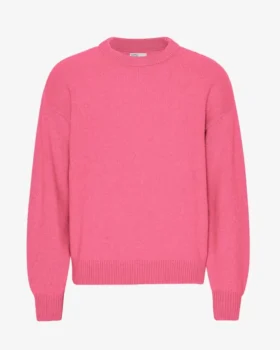 Übergroßer Rundhalspullover aus Merinowolle – Bubblegum-Pink
