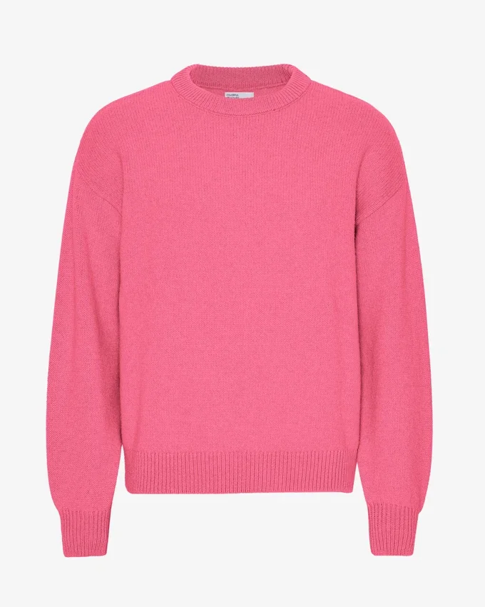 Übergroßer Rundhalspullover aus Merinowolle – Bubblegum-Pink