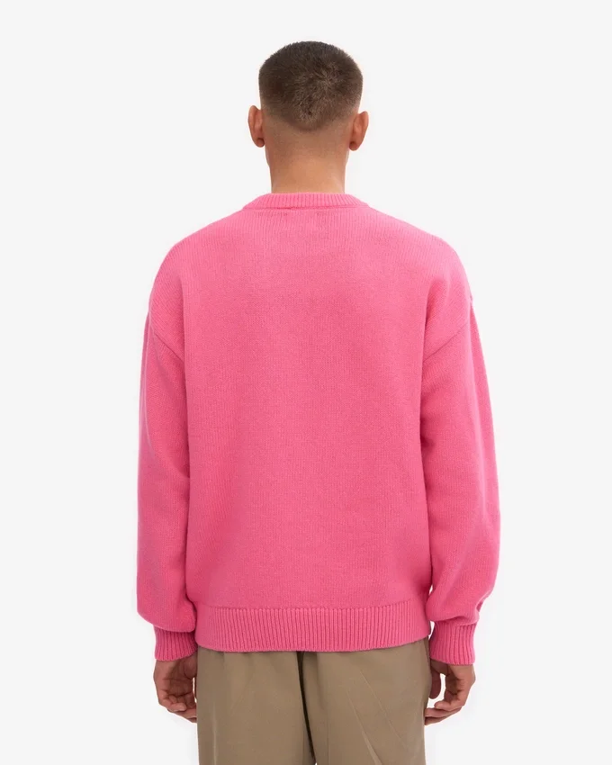 Übergroßer Rundhalspullover aus Merinowolle – Bubblegum-Pink