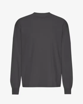 Übergroßes Bio-Langarm-T-Shirt – Lavagrau
