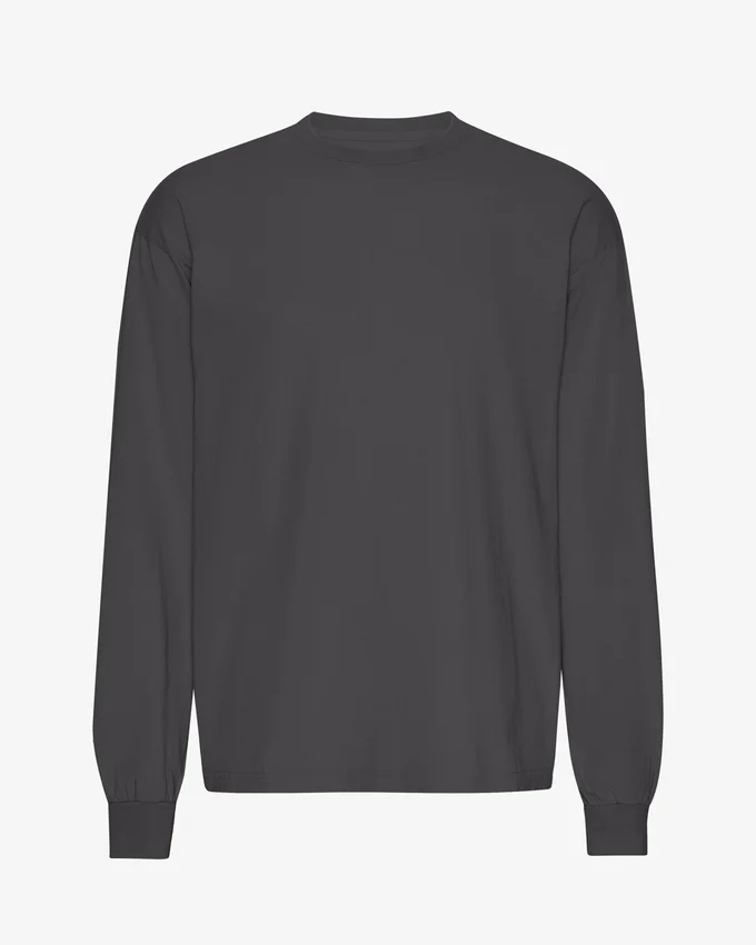 Übergroßes Bio-Langarm-T-Shirt – Lavagrau