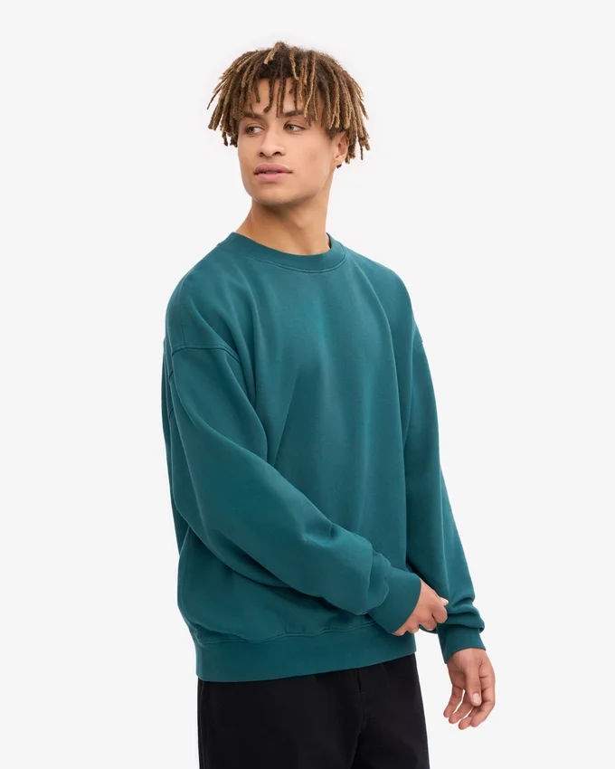 Übergroßes Bio-Shirt mit Rundhalsausschnitt – Ozeangrün
