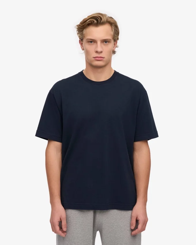 Übergroßes Bio-T-Shirt – Marineblau