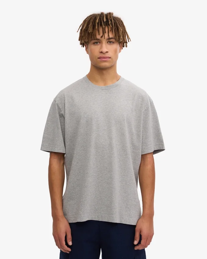 Übergroßes Bio-T-Shirt – Meliertes Grau
