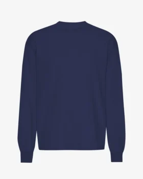 Übergroßes Bio-T-Shirt mit langen Ärmeln – Marineblau