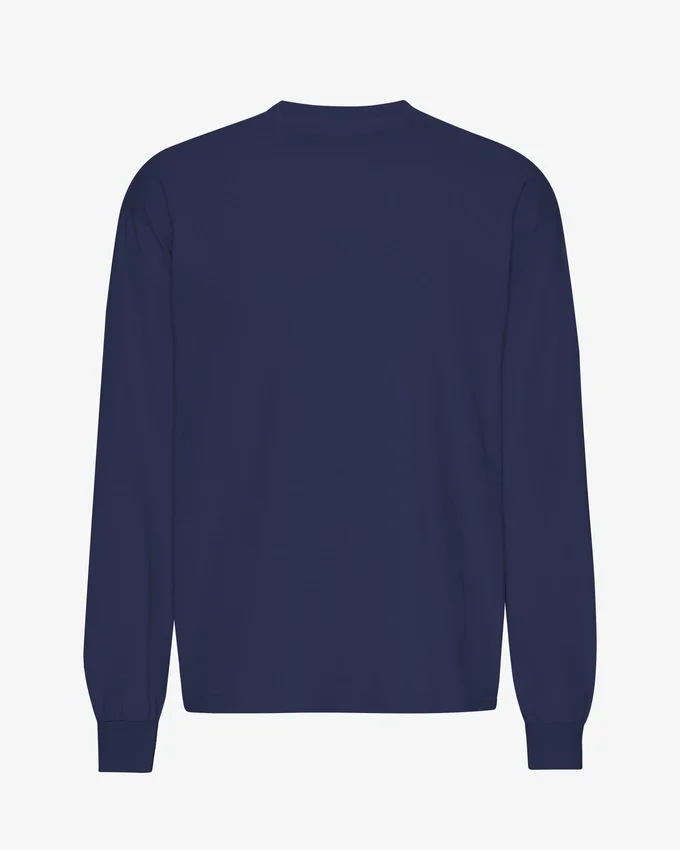 Übergroßes Bio-T-Shirt mit langen Ärmeln – Marineblau