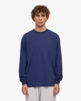 Übergroßes Bio-T-Shirt mit langen Ärmeln – Marineblau