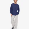 Übergroßes Bio-T-Shirt mit langen Ärmeln – Marineblau
