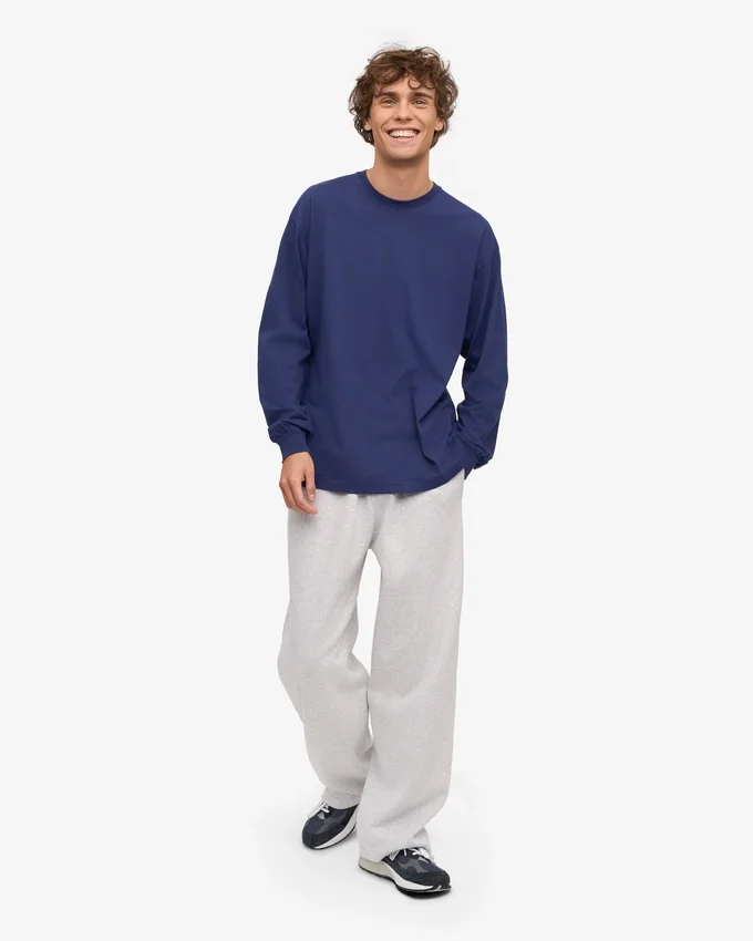 Übergroßes Bio-T-Shirt mit langen Ärmeln – Marineblau