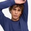 Übergroßes Bio-T-Shirt mit langen Ärmeln – Marineblau