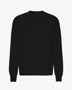 Übergroßes Bio-T-Shirt mit langen Ärmeln – Tiefschwarz