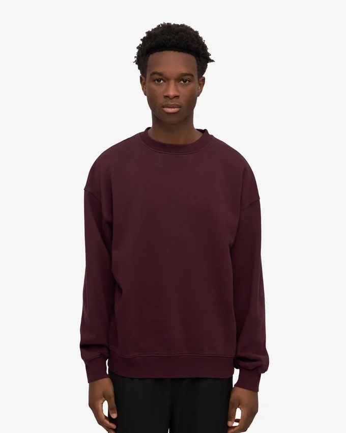 Übergroßes Bio-T-Shirt mit Rundhalsausschnitt – Oxblood-Rot