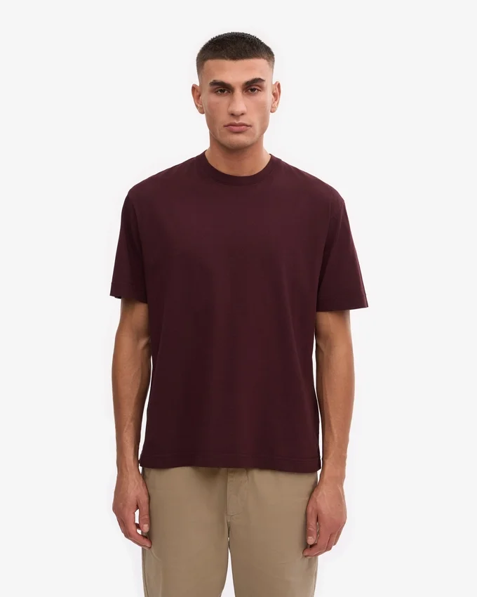 Übergroßes Bio-T-Shirt – Oxblood-Rot