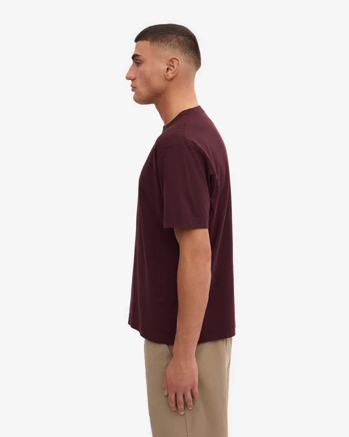 Übergroßes Bio-T-Shirt – Oxblood-Rot