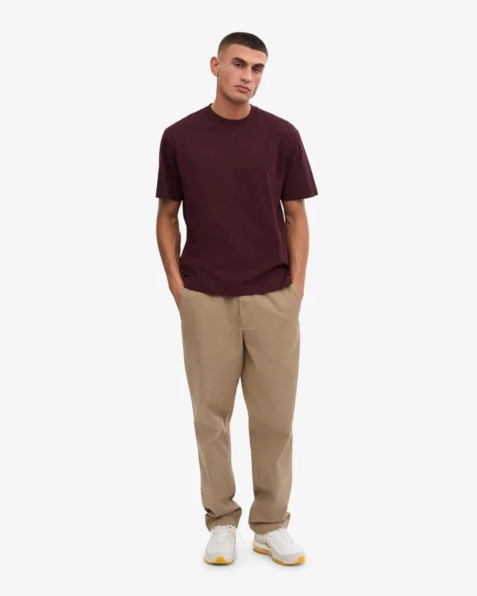 Übergroßes Bio-T-Shirt – Oxblood-Rot