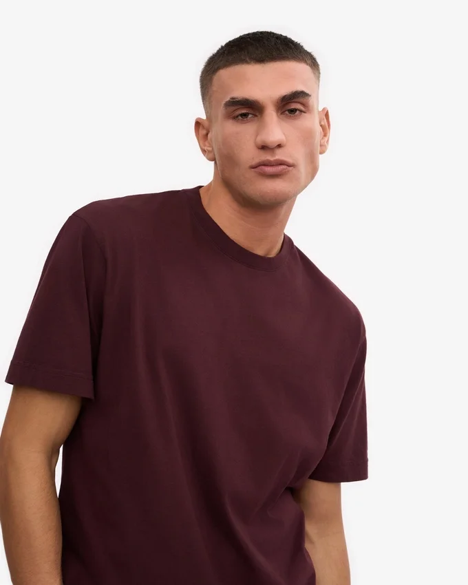Übergroßes Bio-T-Shirt – Oxblood-Rot