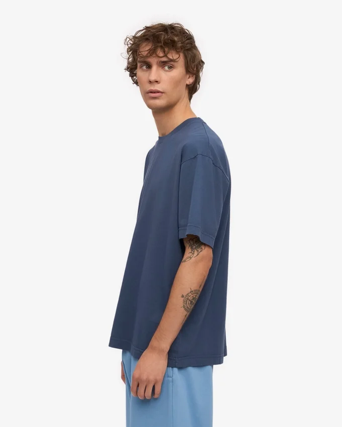 Übergroßes Bio-T-Shirt – Petrolblau