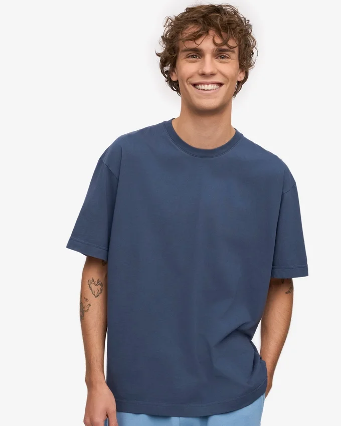 Übergroßes Bio-T-Shirt – Petrolblau