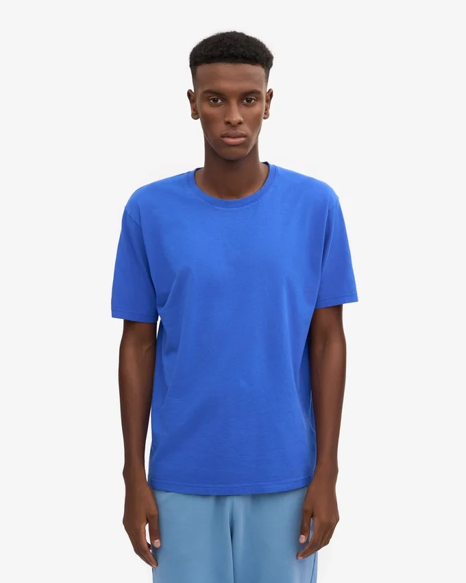 Übergroßes Bio-T-Shirt – Saphirblau