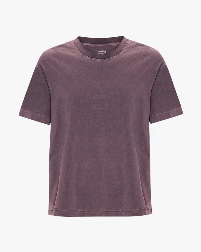 Übergroßes Bio-T-Shirt – verblasstes Traubenblau