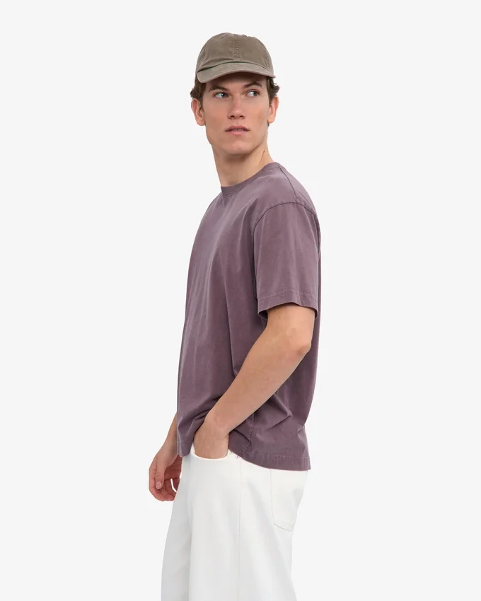 Übergroßes Bio-T-Shirt – verblasstes Traubenblau
