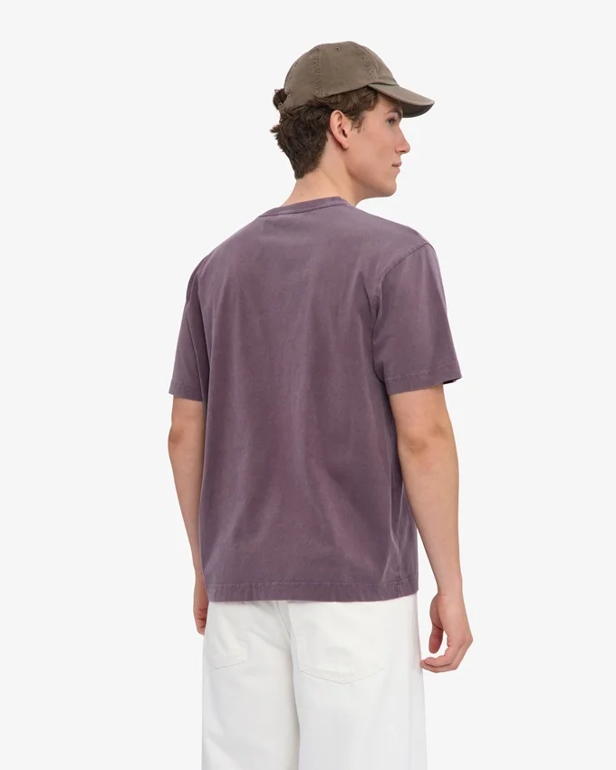 Übergroßes Bio-T-Shirt – verblasstes Traubenblau
