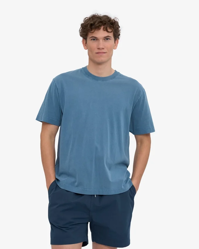 Übergroßes Bio-T-Shirt – Verwaschenes Indigo