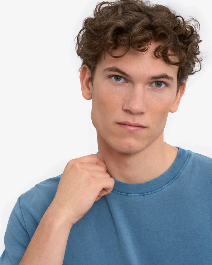 Übergroßes Bio-T-Shirt – Verwaschenes Indigo