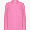 Übergroßes Leinenhemd – Bubblegum-Pink