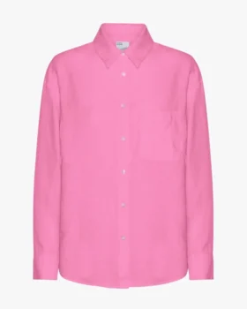 Übergroßes Leinenhemd – Bubblegum-Pink