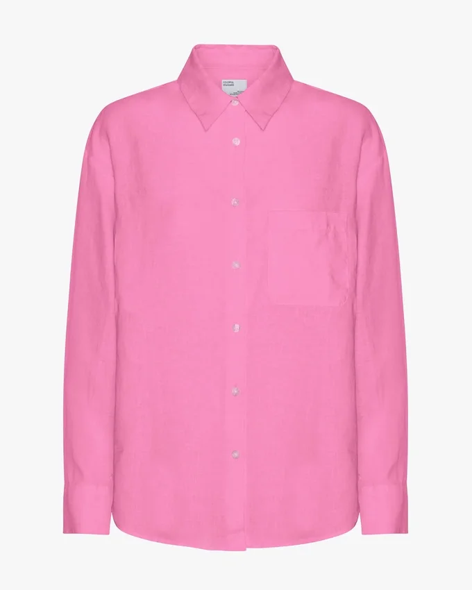 Übergroßes Leinenhemd – Bubblegum-Pink