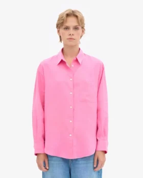 Übergroßes Leinenhemd – Bubblegum-Pink