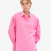 Übergroßes Leinenhemd – Bubblegum-Pink
