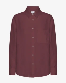 Übergroßes Leinenhemd – Oxblood-Rot
