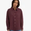 Übergroßes Leinenhemd – Oxblood-Rot