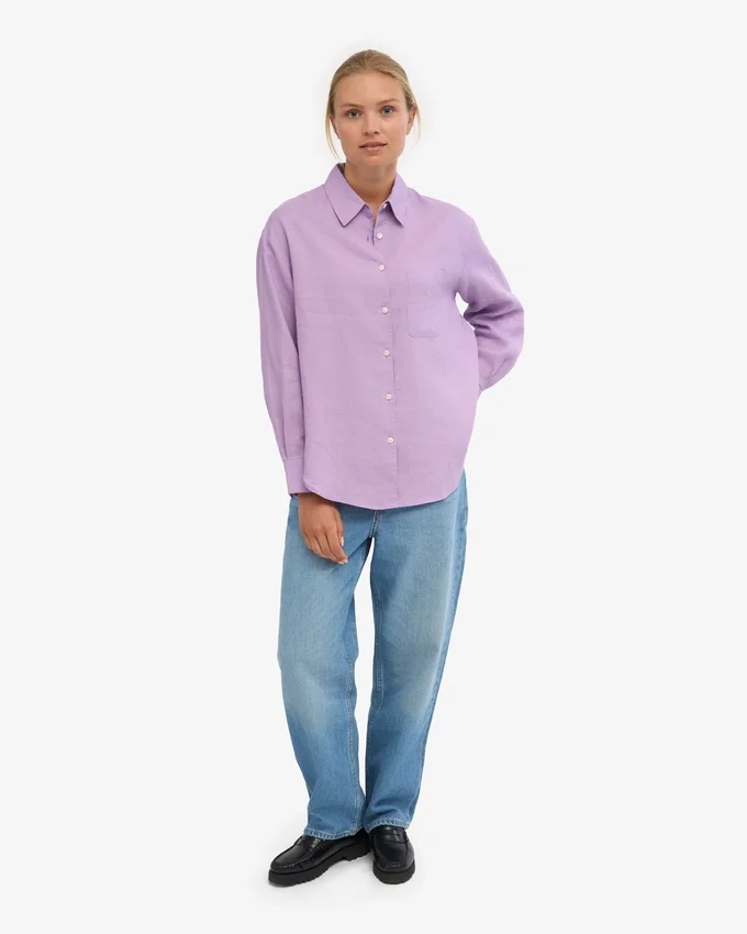 Übergroßes Leinenhemd – Soft Lavender