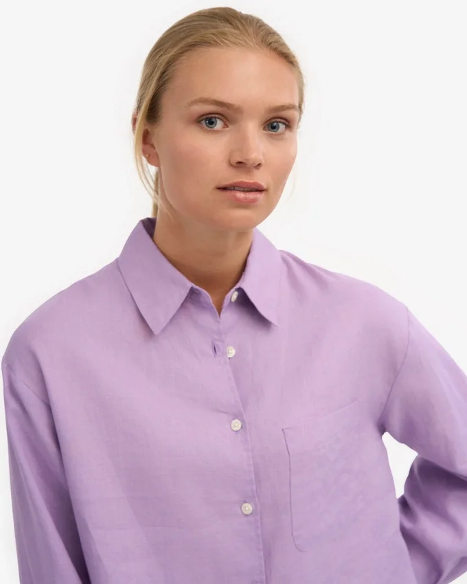 Übergroßes Leinenhemd – Soft Lavender