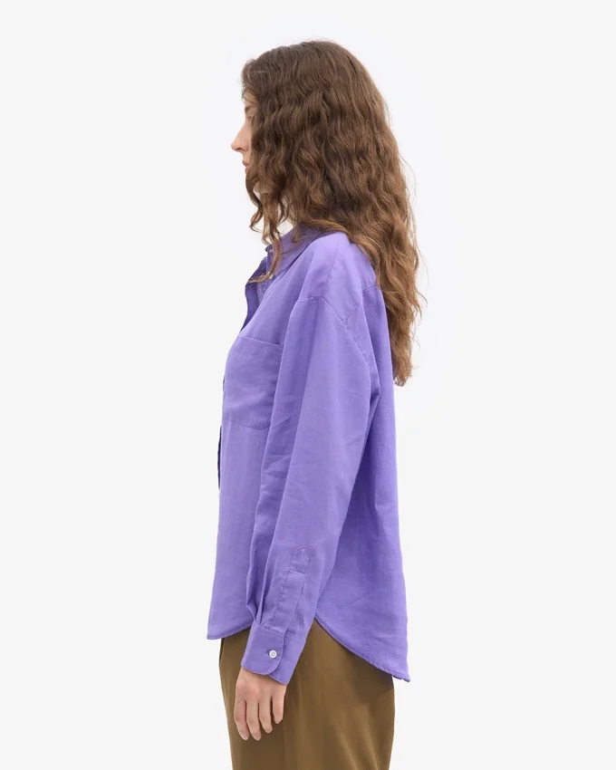 Übergroßes Leinenhemd – Ultraviolett